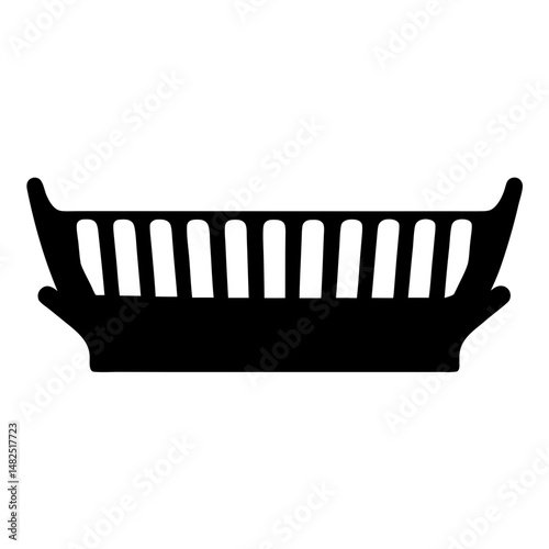 Black silhouette of an ornate and elegant wooden cradle or bassinet