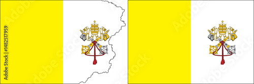 Vatican City State Flags vector. Standard flag and with torn edges