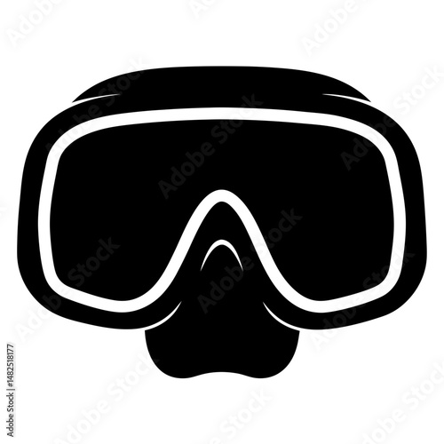 A black and white image showcasing a classic diving mask design vector