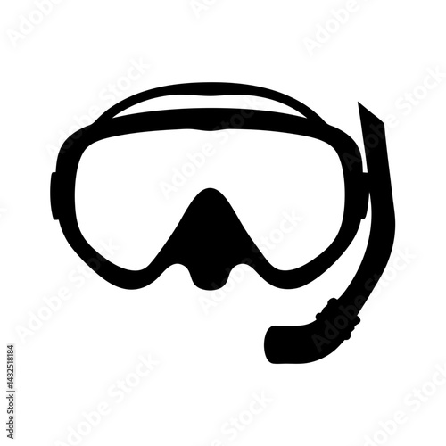 Silhouette of Snorkel and Diving Mask for Underwater Exploration and Recreation