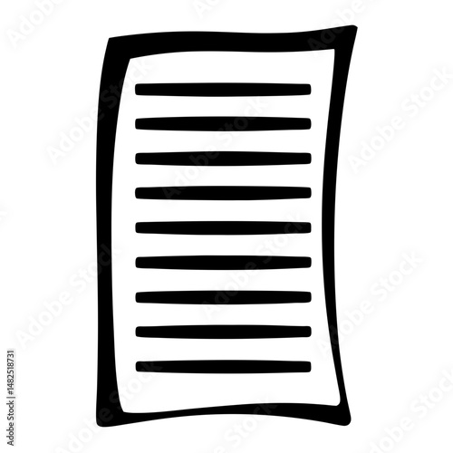 A stylized single document with many horizontal lines of text on it