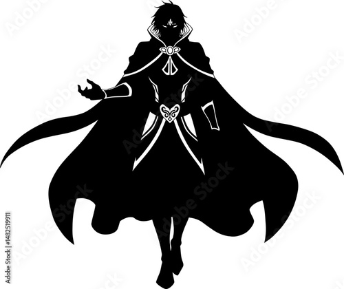 Majestic Anime Sorcerer Silhouette Dark Fantasy Art Illustration