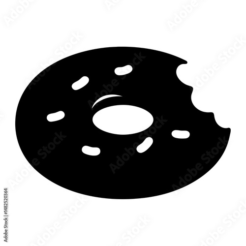 Silhouette of a Bitten Donut with Sprinkles on a White Background