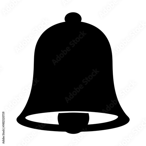Simple silhouette illustration of a ringing bell, with smooth curved edges