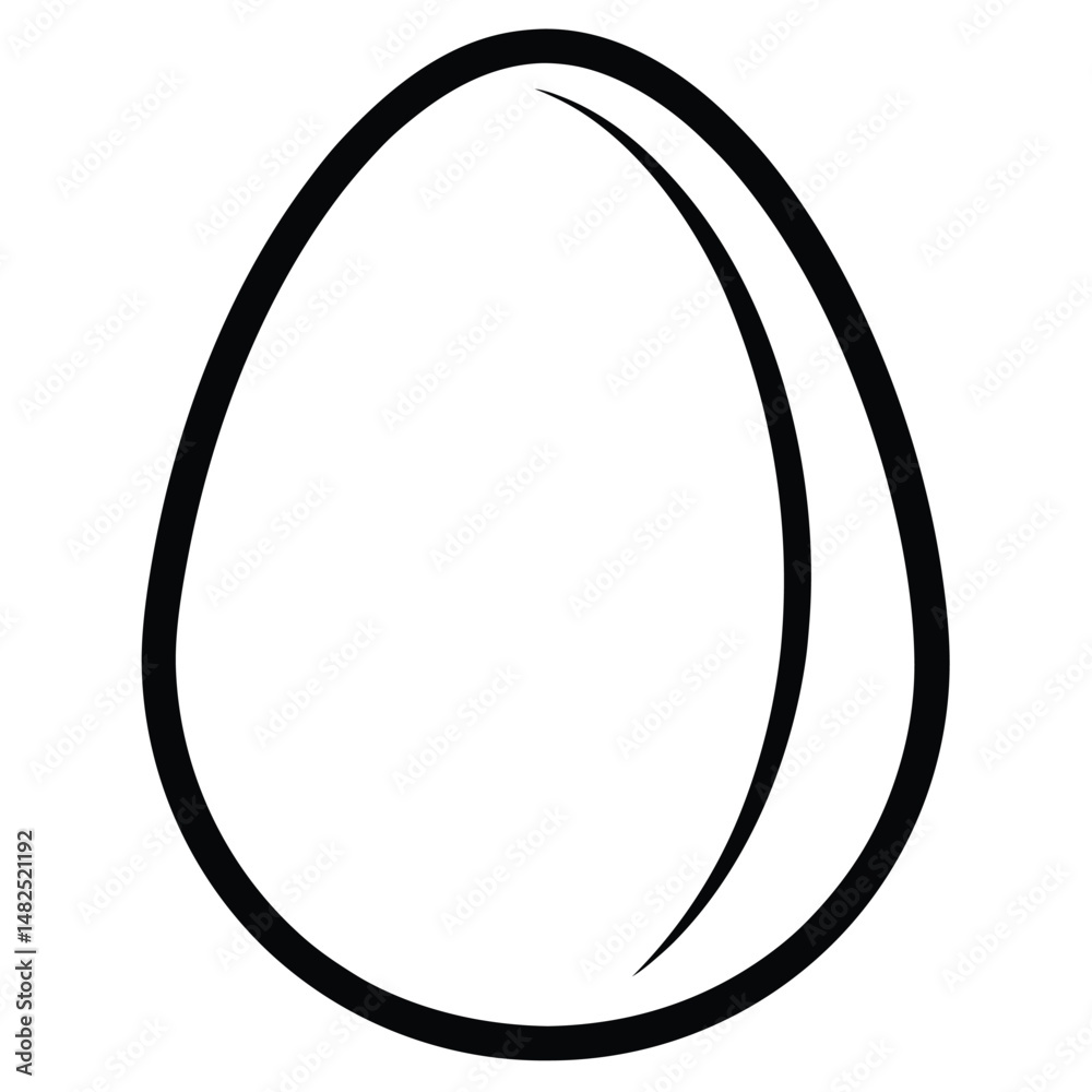 Simple black and white egg illustration outlined for modern design and logo concepts Simple black and white egg illustration outlined for modern design and logo concepts