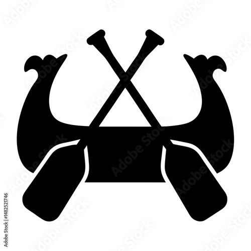 Silhouette of Viking longboat with crossed oars, a symbol of seafaring heritage