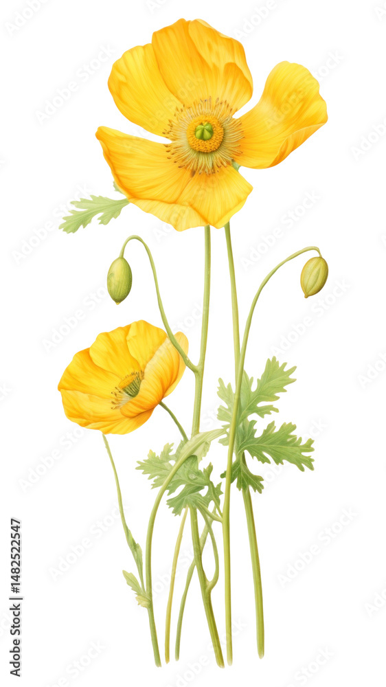 Naklejka premium PNG Buttercup flower illustration botanical.