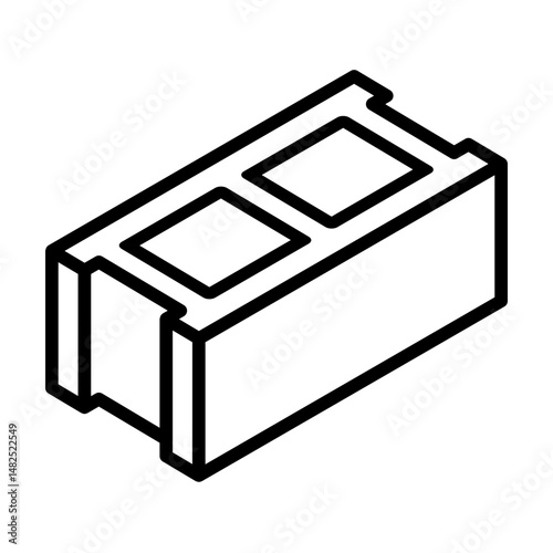concrete block icon in outline style