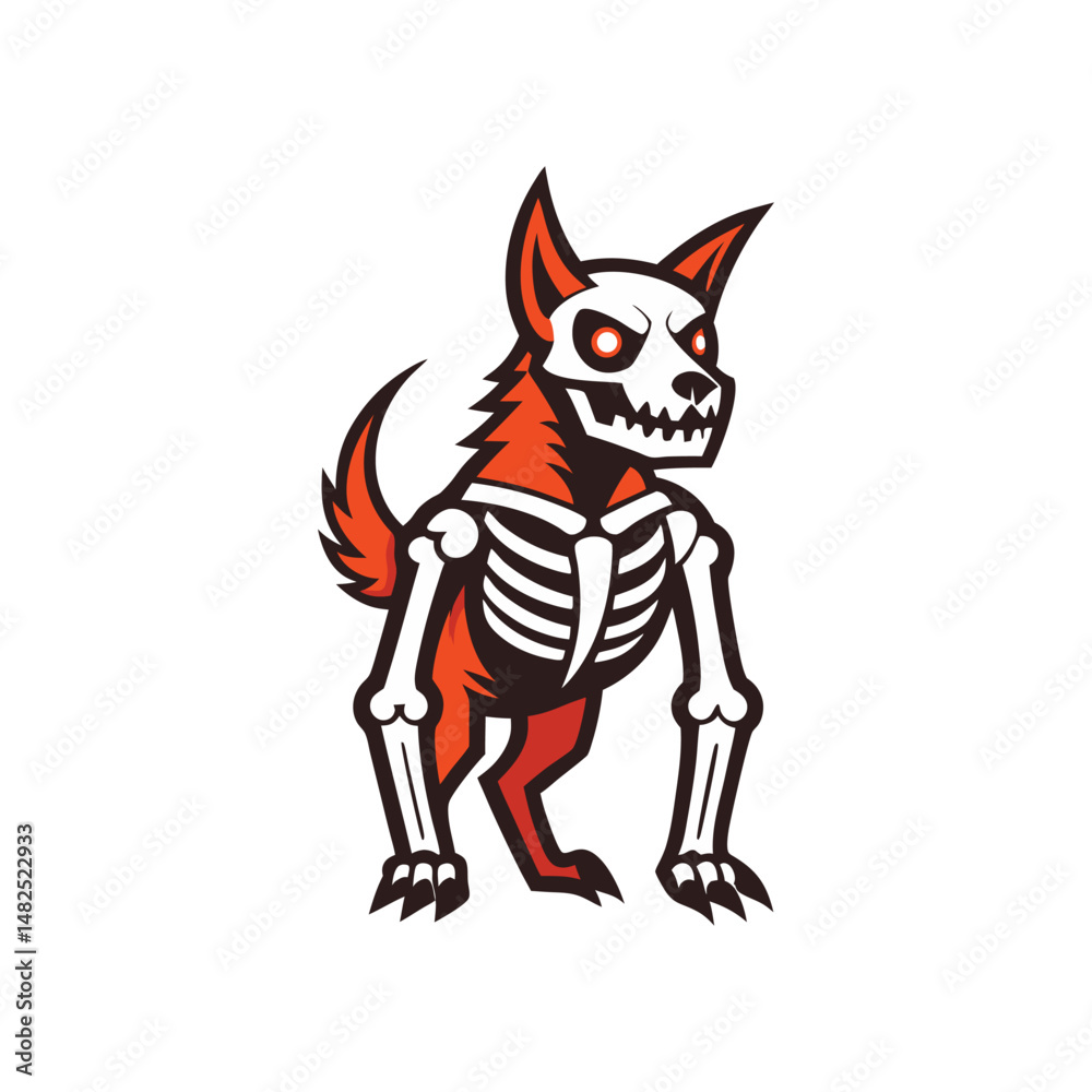 Flat and Minimal a dog Skeletons logo vector illustration isolated on white background Flat and Minimal a dog Skeletons logo vector illustration isolated on white background