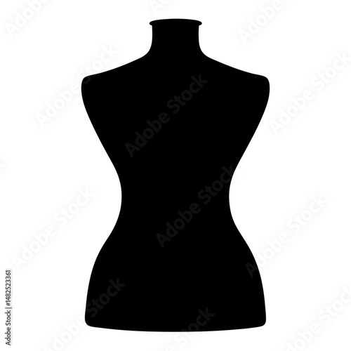 Silhouette of a Dressmaker's Mannequin or Dummy on a White Background