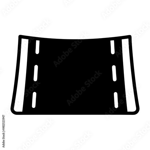 A stylized black and white illustration of a highway or roadway symbol