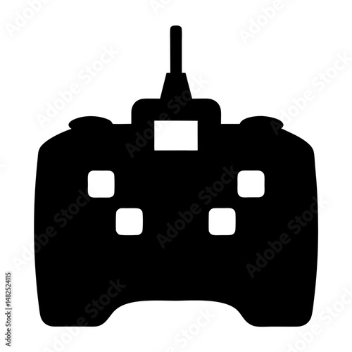 Black silhouette of a vintage radio control remote with buttons
