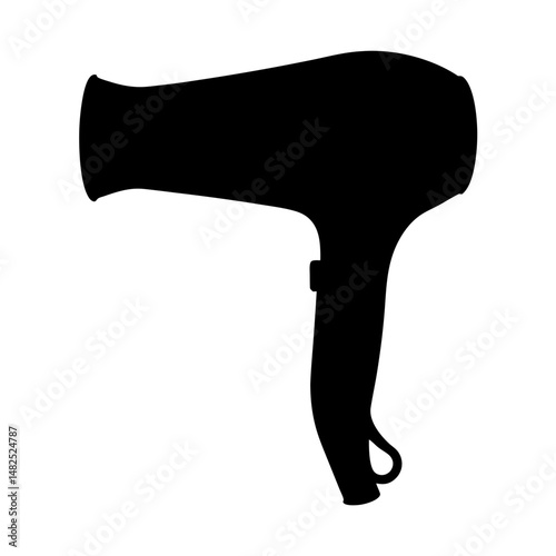 Silhouette of a hair dryer on white background for styling hair