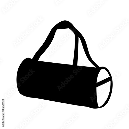 Minimalist Black Silhouette of a Duffel Bag Perfect for Sports and Travel