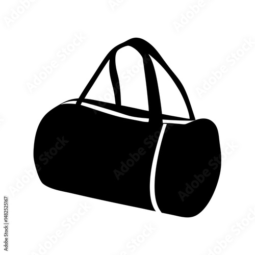 Black duffel bag with white trim, a minimalist sporty design