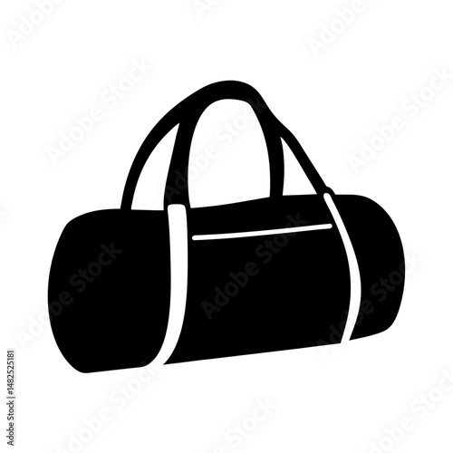 Simple black and white duffel bag illustration for travel and sports