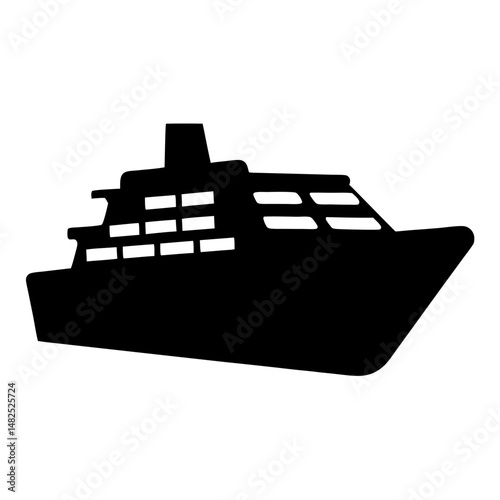 Silhouette of a Large Cruise Ship Traveling on the Open Water