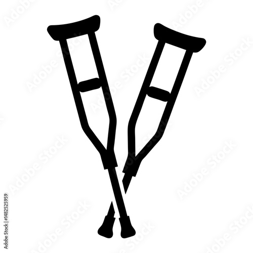Crossed Crutches Silhouette Representing Mobility Assistance and Healthcare Needs