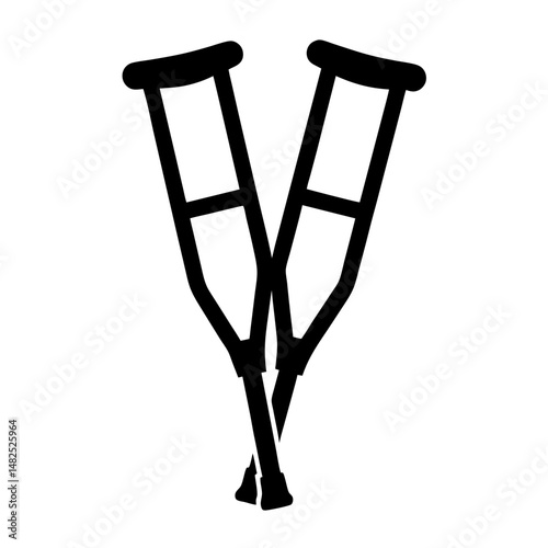 An illustration of two crutches crossed, medical assistance for walking injuries