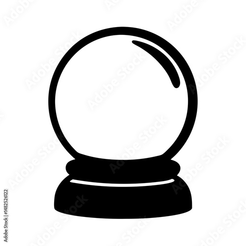 Mystical Magic Crystal Ball Silhouette with Reflective Surface and Decorative Base