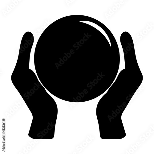 Two hands gently cradling a sphere, representing protection and care concept