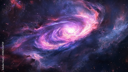A high-resolution galaxy wallpaper featuring a swirling purple nebula 