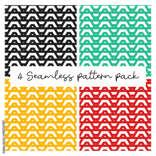 Four colorful seamless patterns with geometric shapes