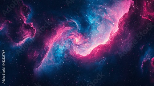 A mesmerizing blend of deep blue and pink galaxy swirls