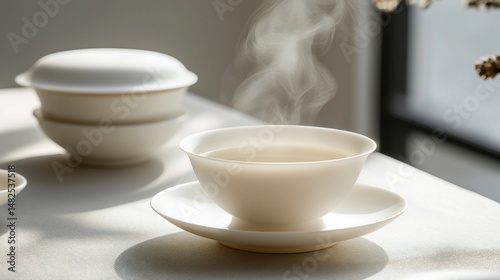 Wallpaper Mural Elevated warm tea enjoyment with delicate porcelain and serene minimalism Torontodigital.ca