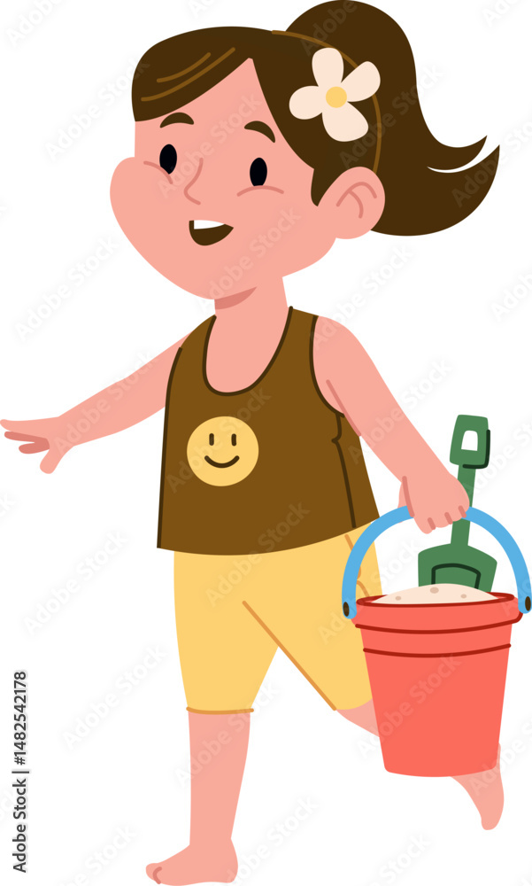 Girl with Beach Bucket Girl with Beach Bucket