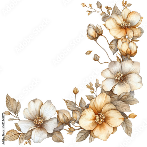 Floral Botanical Corner Design transparent background