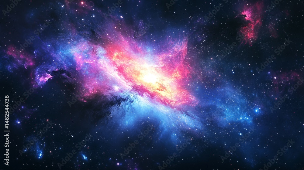 Naklejka premium A vibrant galaxy core radiating energy through deep space 