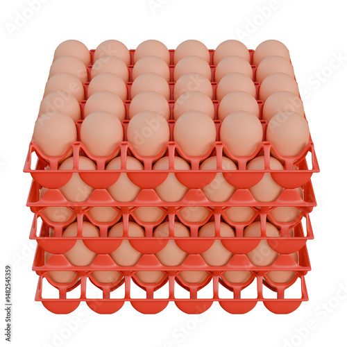 Egg Plastic Tray Top View 3D Render Illustration