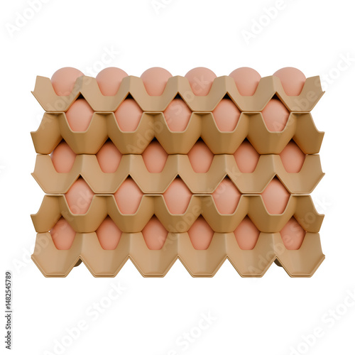 Egg Paper Tray Front View 3D Render Illustration
