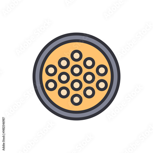 Dish Of Yellow Liquid With Floating White Spheres On Transparent