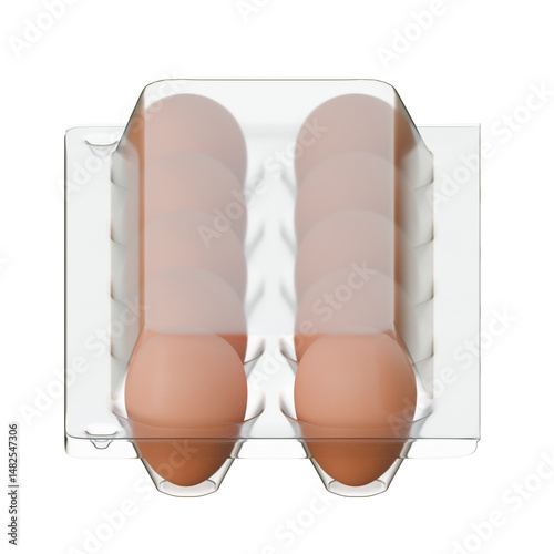 Egg Plastic Packaging Top Side View 3D Render Illustration