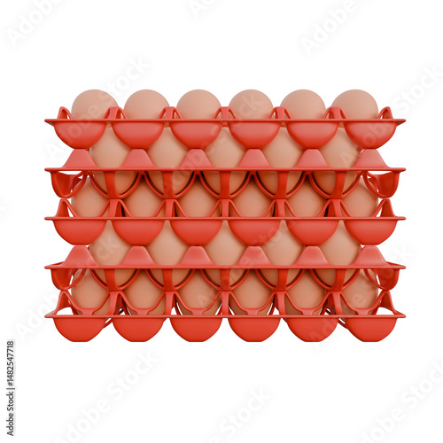 Egg Plastic Tray Front View 3D Render Illustration