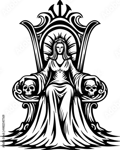 SVG vector of a Reaper Pirate skull adorned with bones. Pirate Lord Throne with Gold and Bones Intricate Design Artwork
