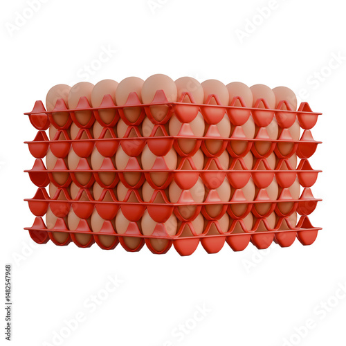 Egg Plastic Tray Side View 3D Render Illustration