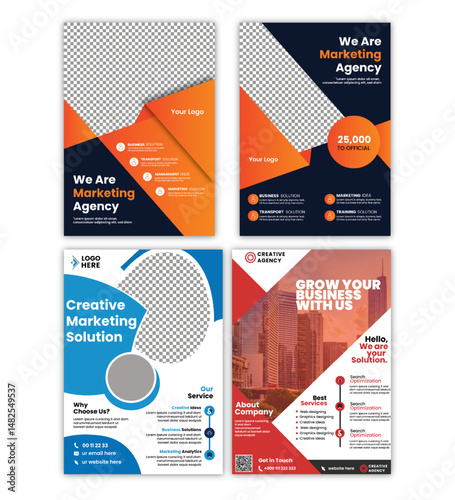 4 flayer design templates for all user. Business flayer footer, corporate vector. Flayer modern template design layout.