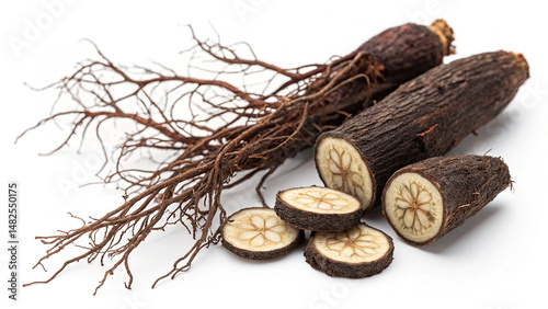 fo ti root white background isolated on a white background perfect for culinary use cooking ingredients food styling and kitchen stock photo