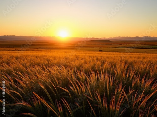 Serene Prairie at Golden Hour