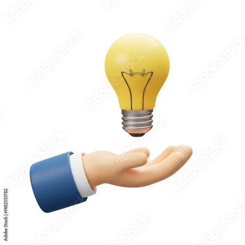 Hand Presenting Light Bulb Idea Innovation Solution Creativity