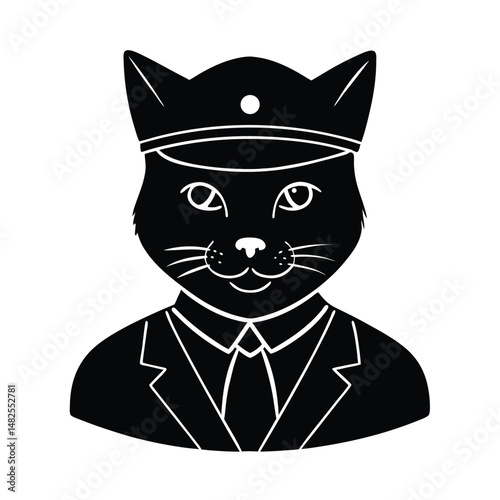 cat head as police officer