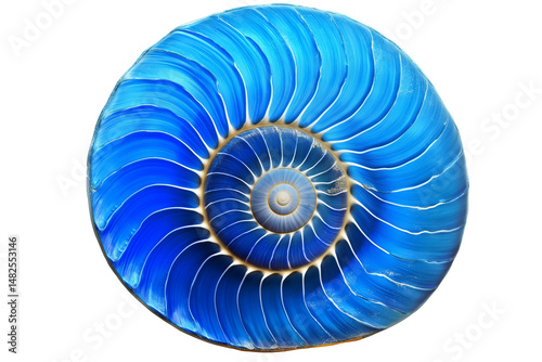 Blue spiral seashell illustration representing marine invertebrate life, perfect for ocean, beach, or coastal design themes on a transparent or white background.