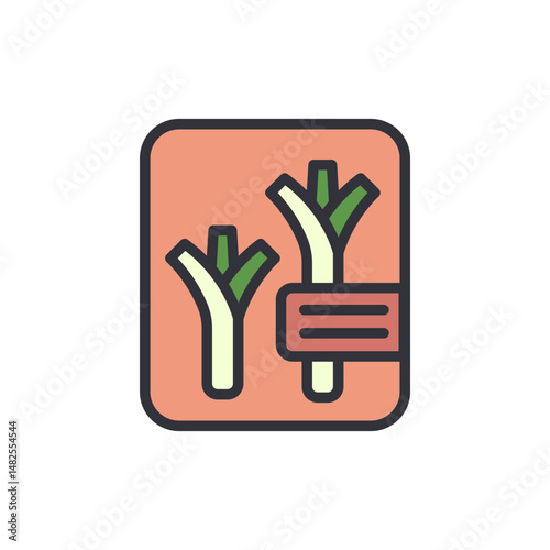 Stylized Leeks Growing Freshly In A Farm Badge On Transparent Background