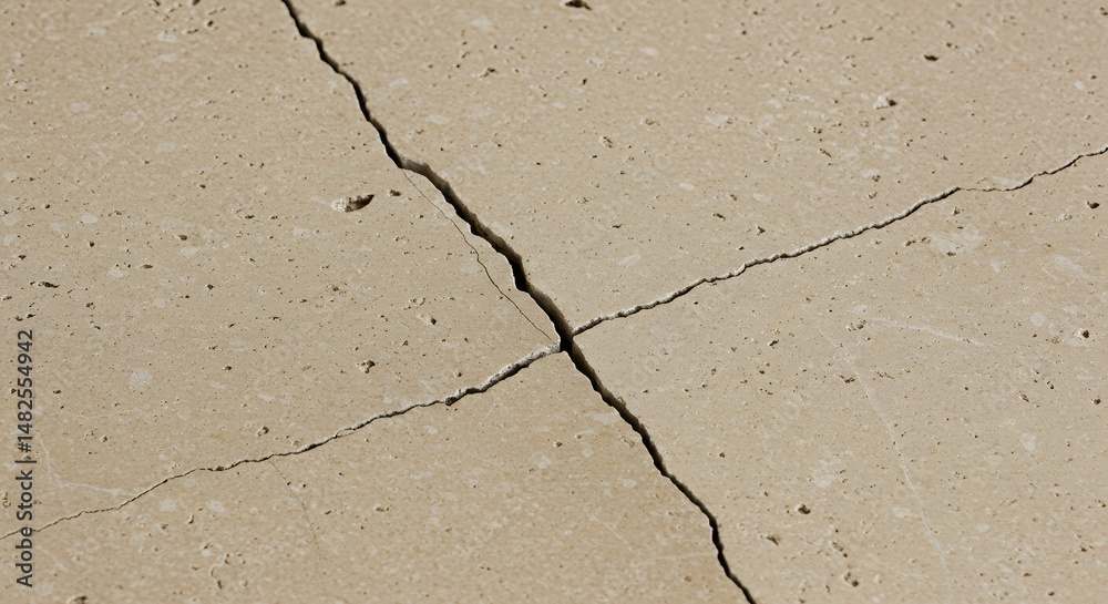 Fototapeta premium Surface Fracture Unveiled: A close-up examination of an aged concrete surface reveals a complex network of cracks, telling a story of time, wear, and the elements. 