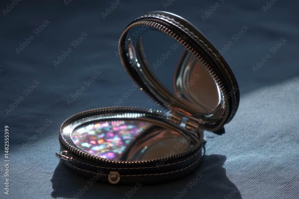 Small cosmetic mirror in handbag