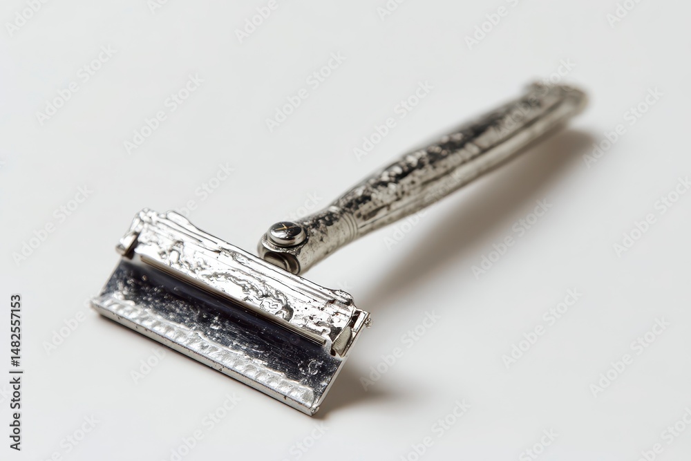 Metal razor on white background