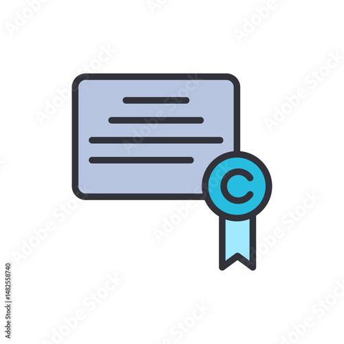 Illustrated Diploma Certificate With Blue Seal Award Achievement